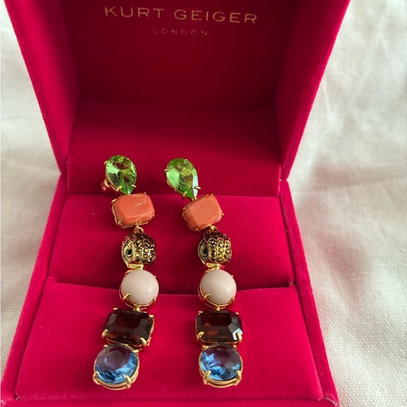 Kurt Geiger Gold-Tone Multicolor Stone Earrings - Picture 2 of 7